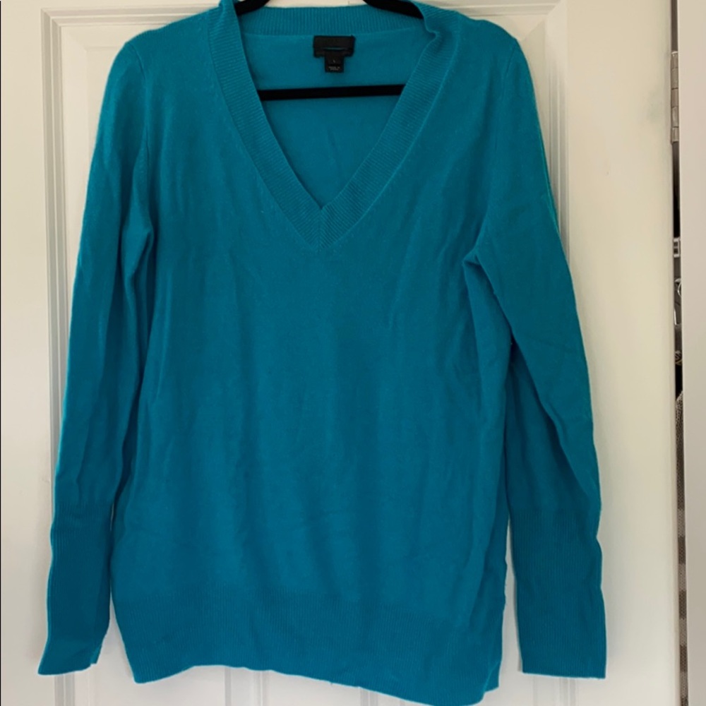 Teal J.crew cashmere boyfriend sweater